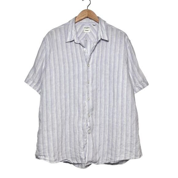 Murano Baird McNutt | Men | Stripe Lavender 100% Linen Button Up Shirt | XL - Picture 1 of 8